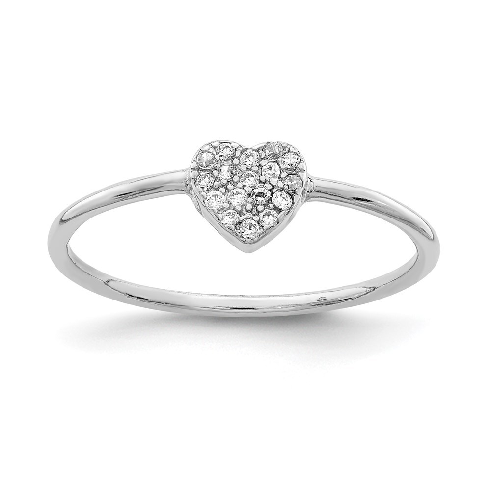 925 Sterling Silver Rhodium-plated Polished CZ Heart Ring